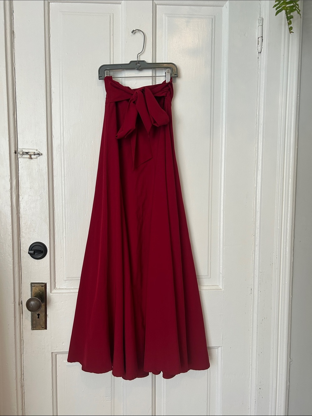 SHEIN Red High-Waist Tie-Front Maxi Skirt